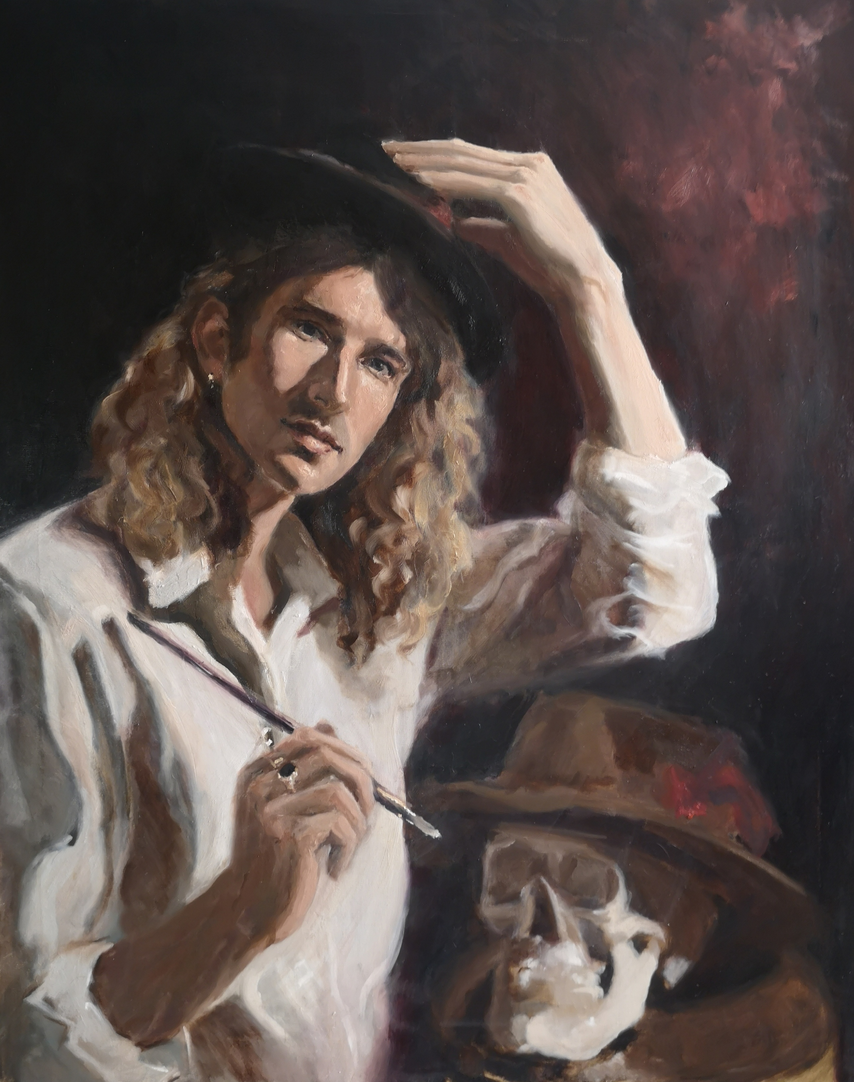 Self Portrait with Skull and Hat