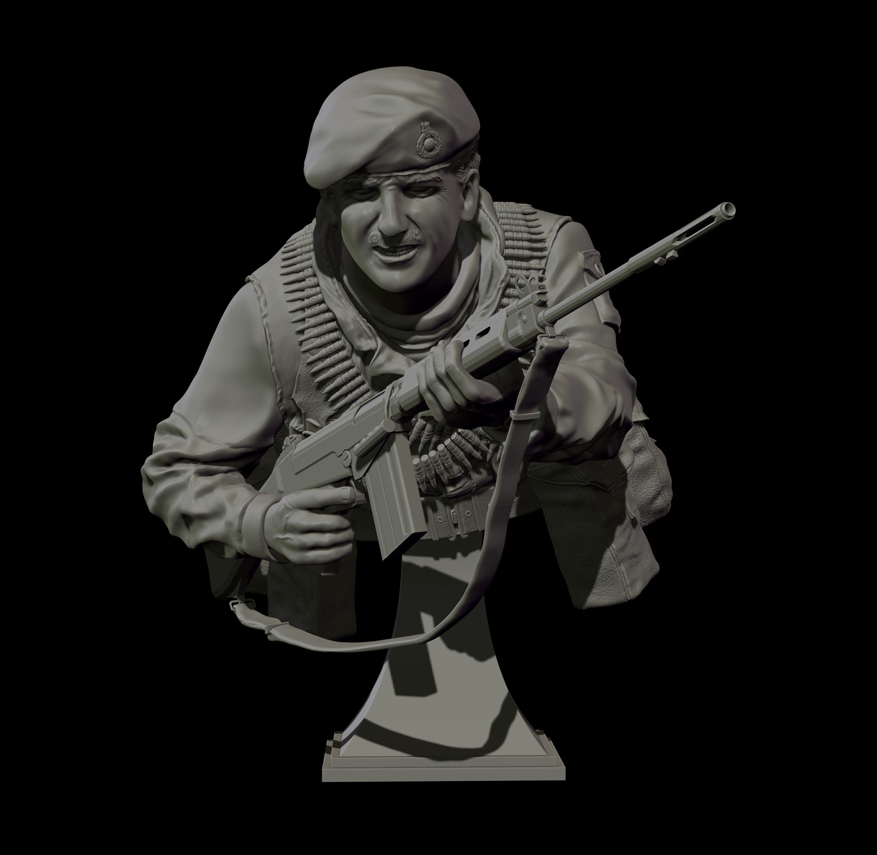 GPMG No 2' Royal Marines Cdo 1-12 and 1-10 Scale Bust Falklands 1982