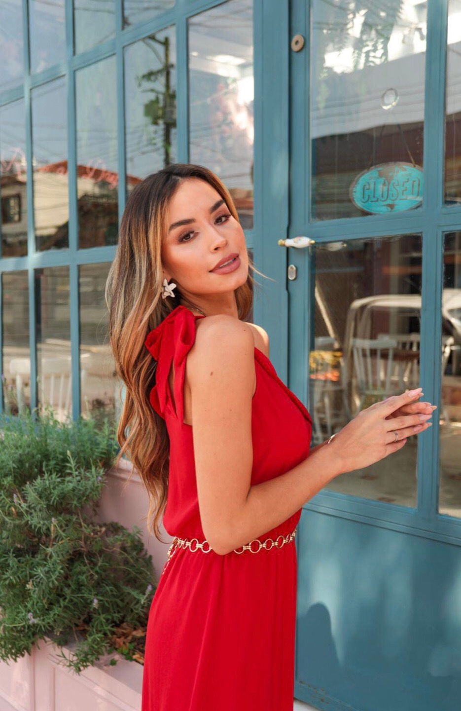 Miniatura: Vestido Linen um Ombro com Cinto