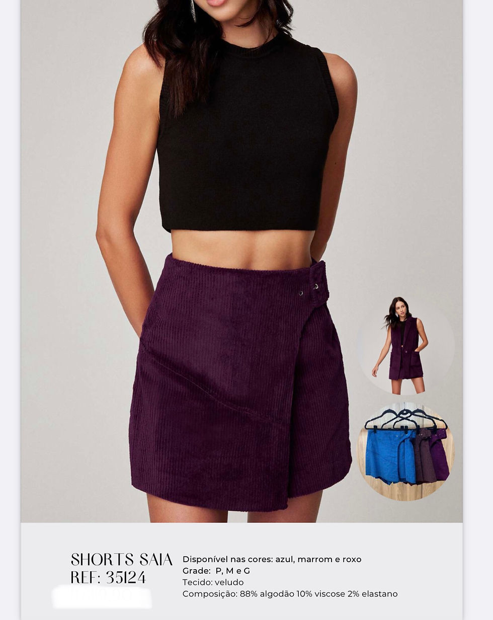 Miniatura: Shorts Saia em Veludo
