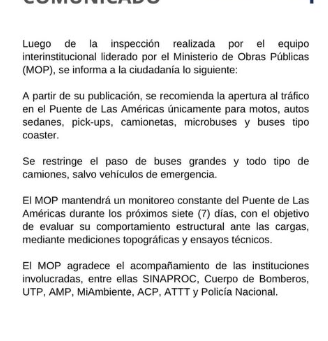 Panamá | Apertura parcial en el Puente de Las Américas 🚧