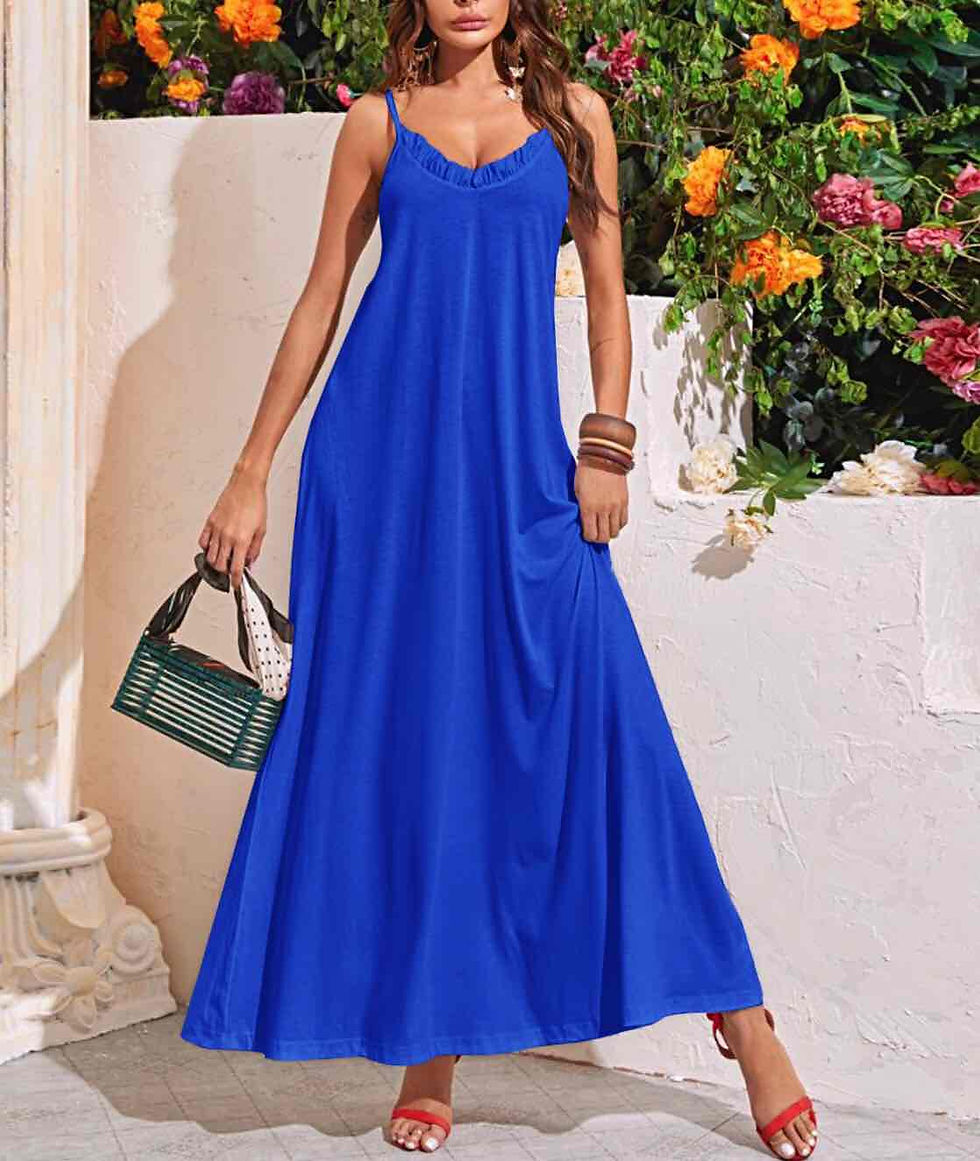 robe longue à bretelle bleu