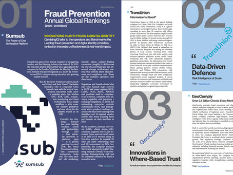 Sumsub Takes No.1 Spot in the GamblingIQ Global Fraud Prevention Rankings