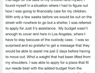 August Donations to a Single Mother and Mental Health Treatment