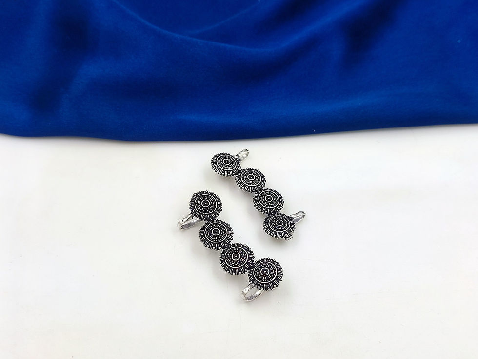 Lightweight Oxidised Silver Earcuff Earrings | Brass Designer Ethnic Earrings