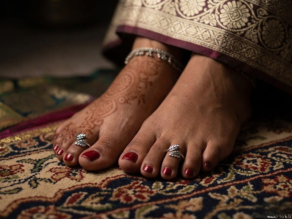DVASU Stylish Oxidised Silver Leaf Design Adjustable Toe Rings