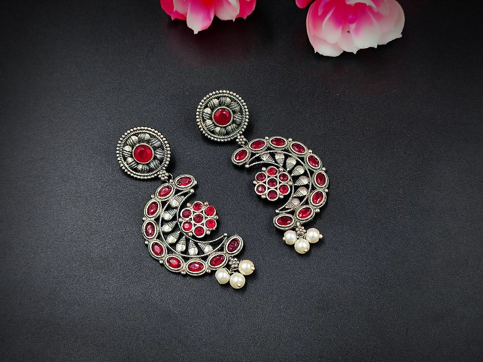 DVASU Silver Look Like Replica Moon Earrings For Women and Girls