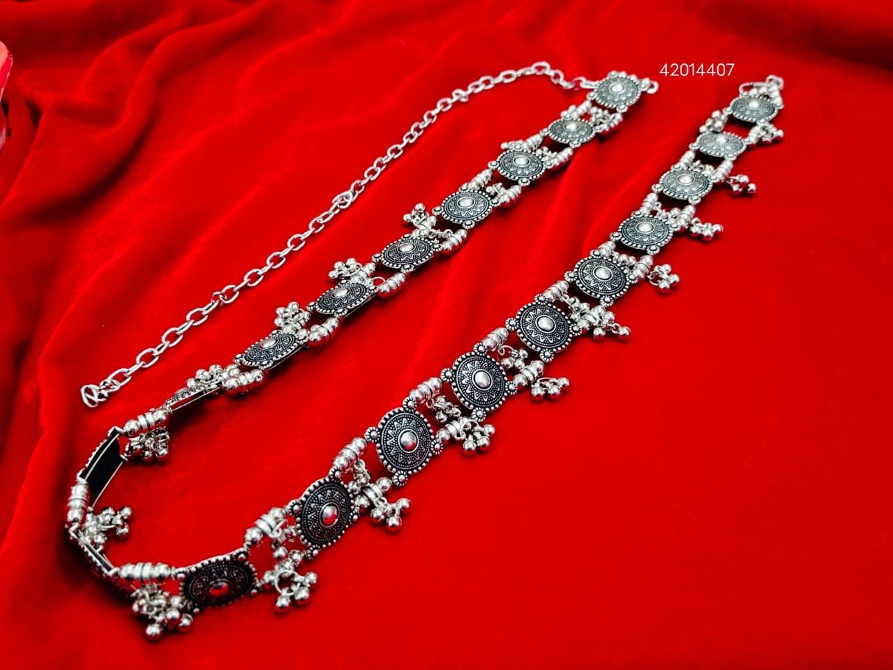 Oxidised Silver Waist Belt with Adjustable Chain for Women