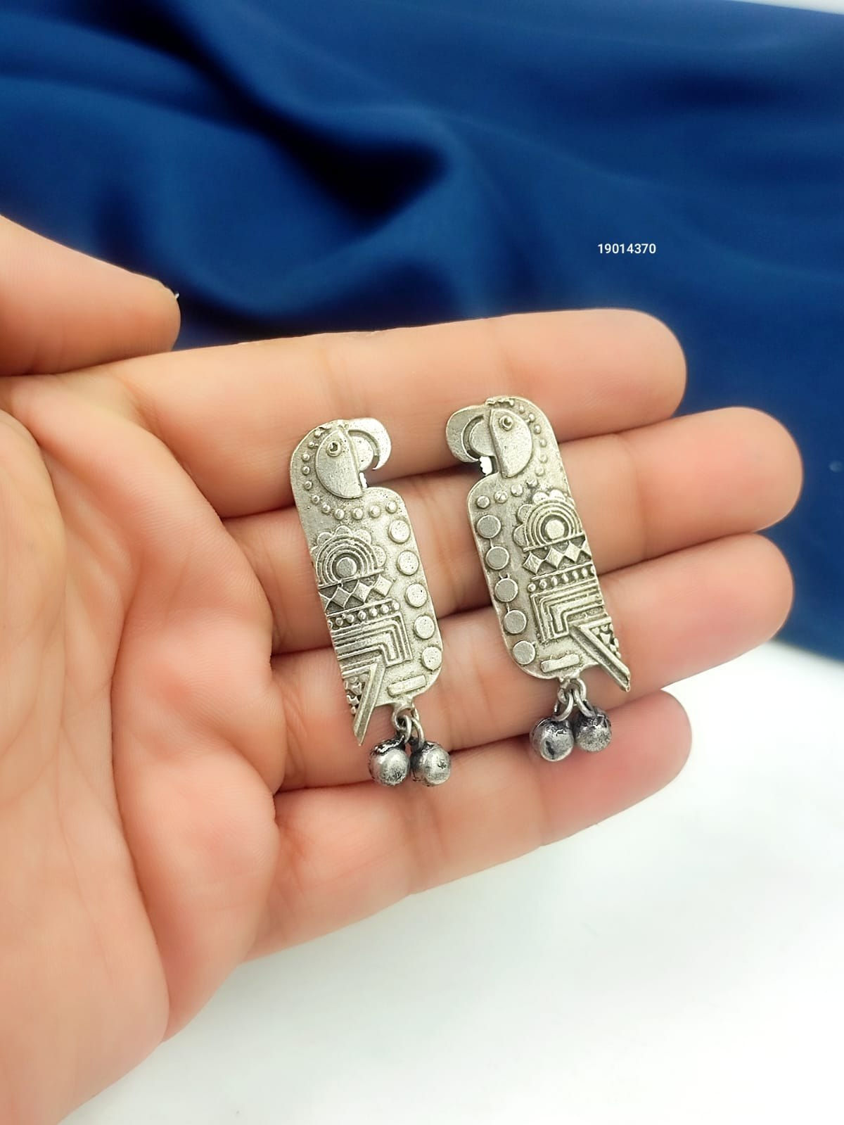 Oxidised Silver Look Replica Parrot Stud Earrings for Women