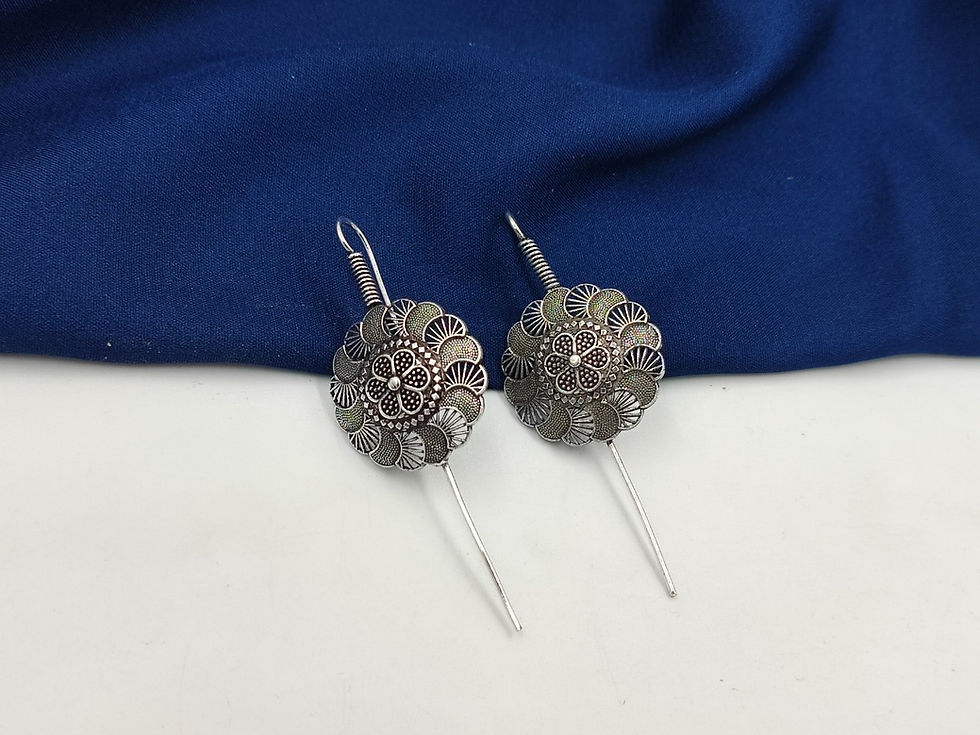 Oxidised Silver Pierced Earcuff Lightweight Earrings for Women
