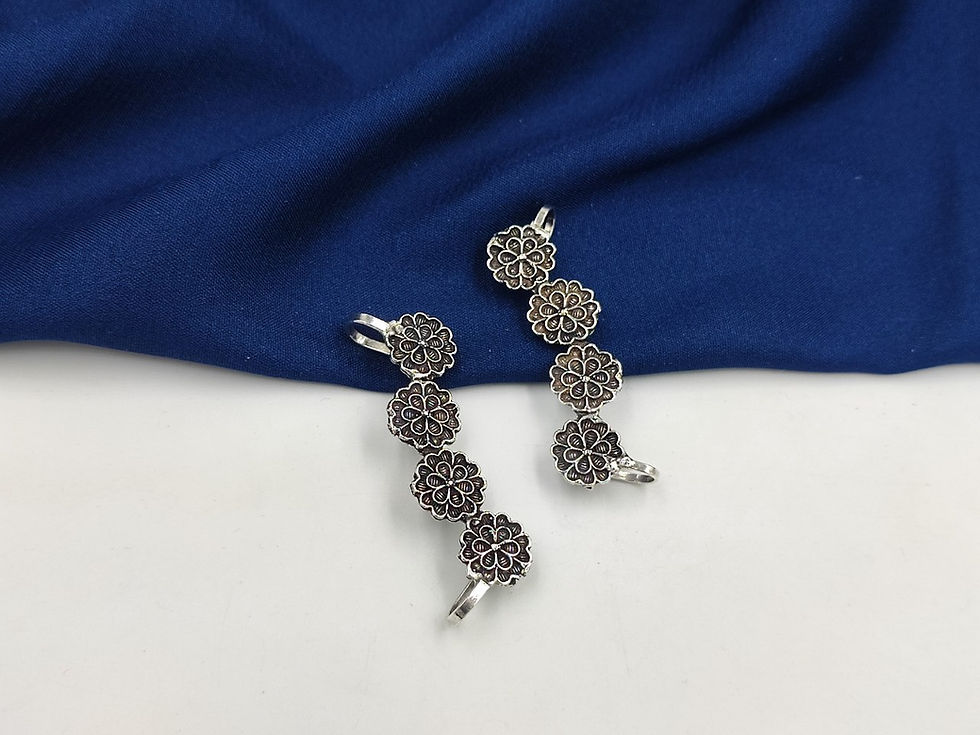 Thumbnail: DVASU Oxidised Silver Earcuff Earrings | Stylish Ethnic Fashion Jewellery