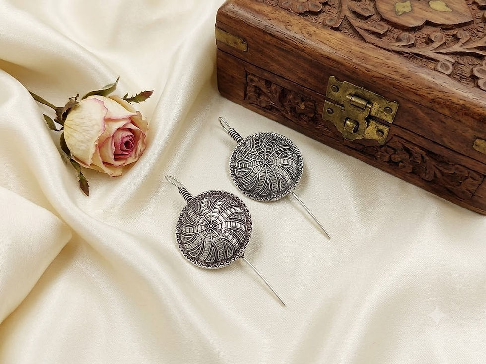 DVASU Oxidised Silver Look Earcuff Earrings | Traditional Designer Ear Cuff