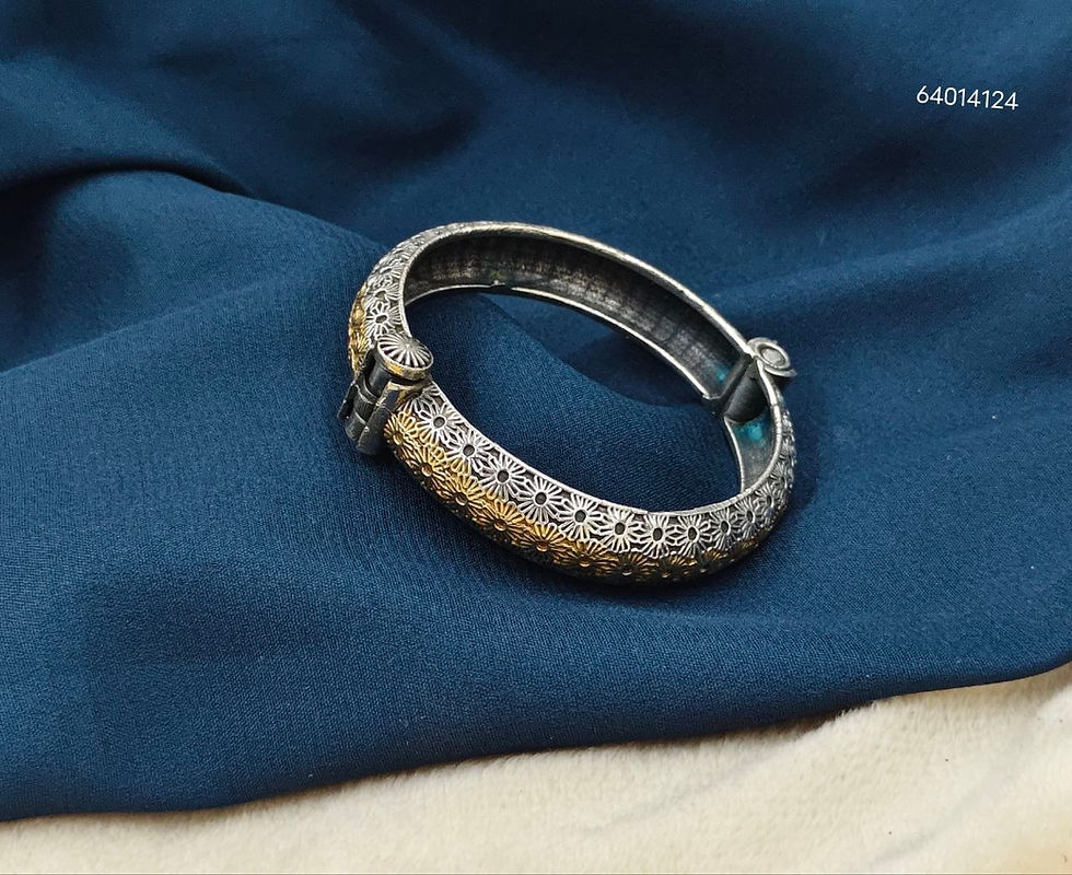 Designer Replica Dual Tone Oxidised Silver Bangle for Girls & Women
