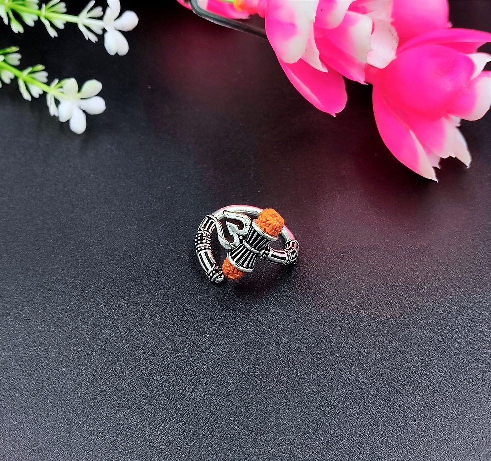 DVASU Oxidized Adjustable Trishul Stone Rings