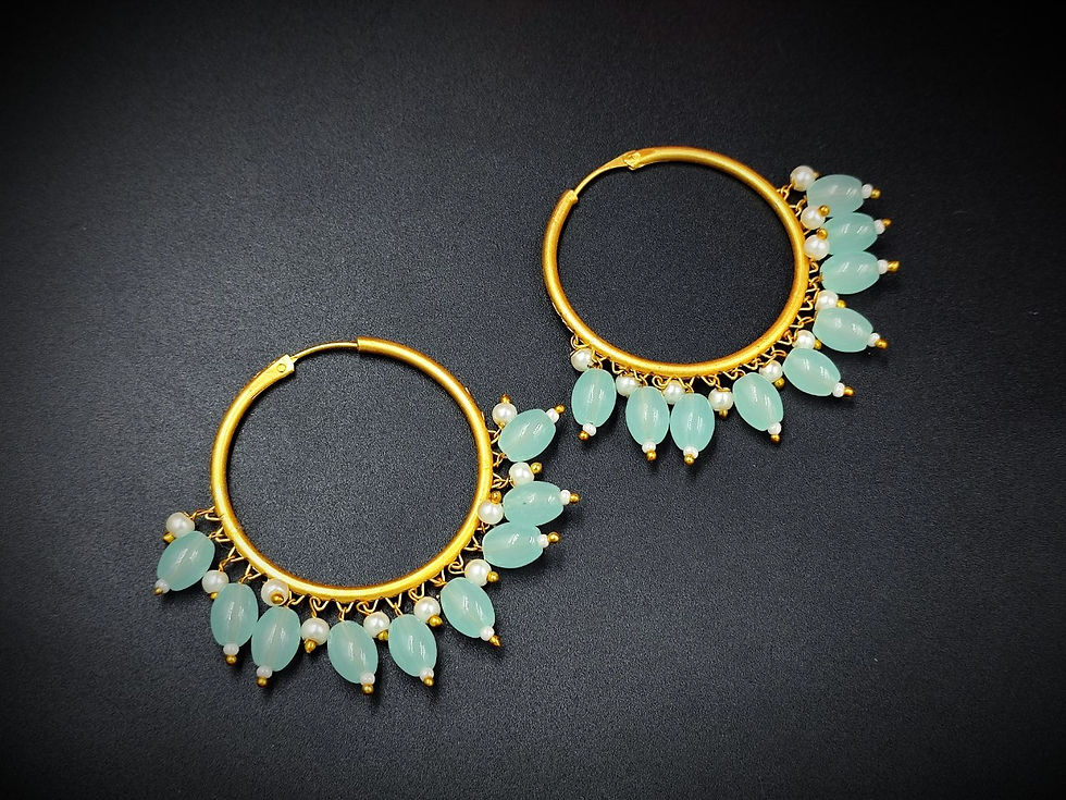 Thumbnail: Designer Colorful Bead Chandbali Earrings for Girls & Women