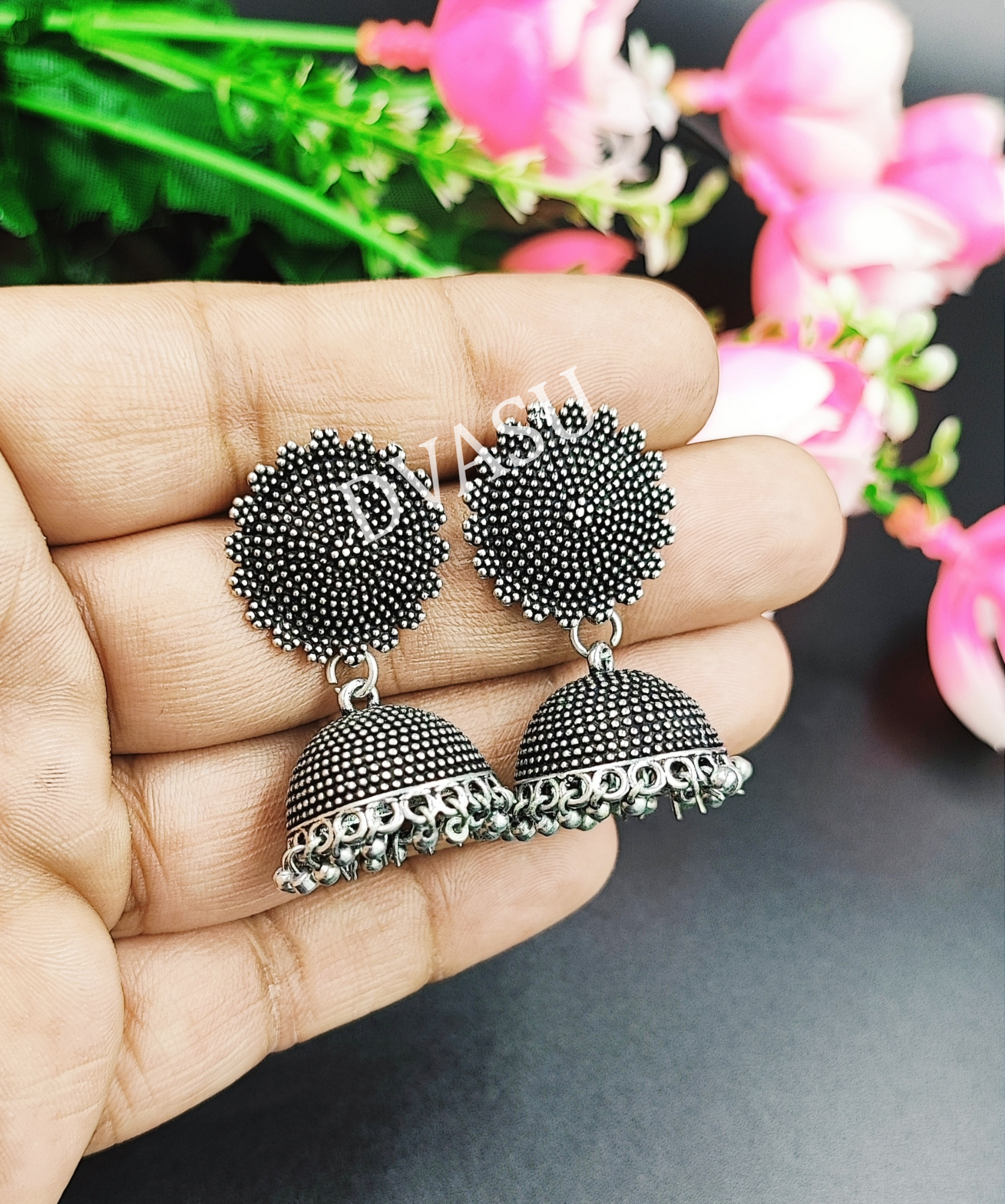 High Quality Oxidized Light Weight Jhumka Earring