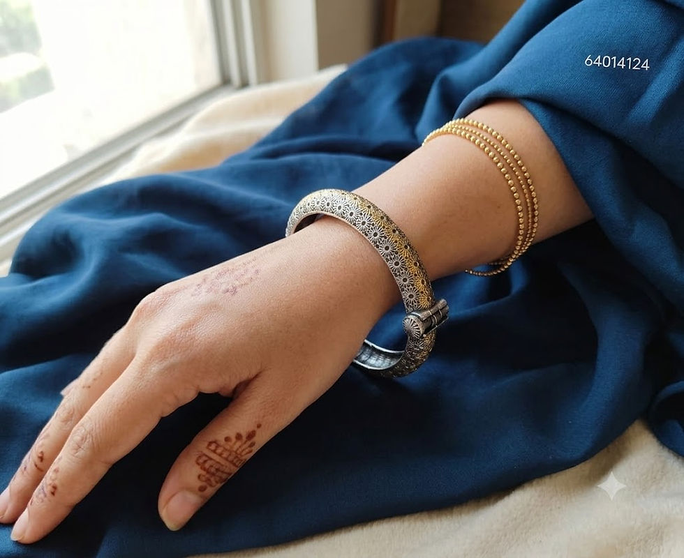 DVASU Traditional Dual Tone Oxidised Silver Replica Bangle