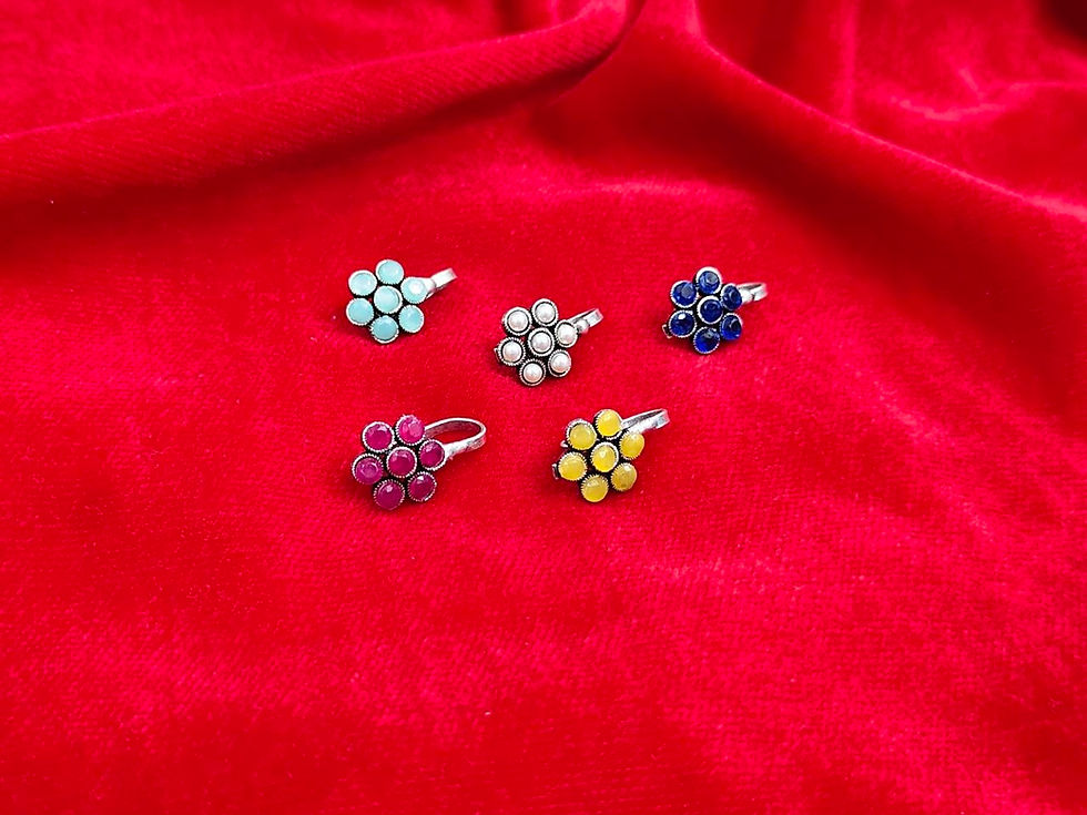 Antique Oxidised Silver Stone Clip Nose Pin – No Piercing Required