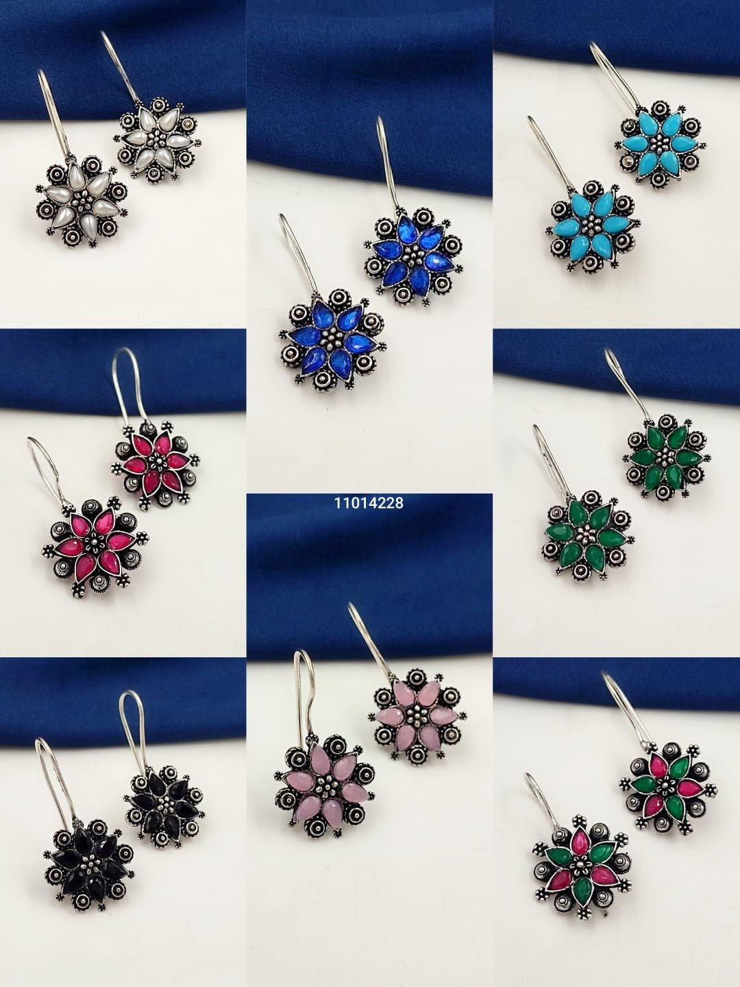 Lightweight Oxidised Stone Earrings | Ethnic Daily Wear JewelleryAdd a touch of