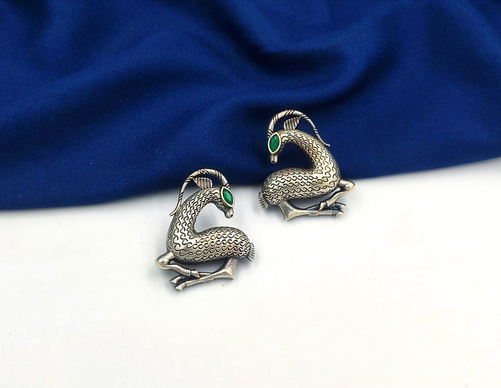 Thumbnail: Dvasu Silver Stag  Deer Elegance Earrings
