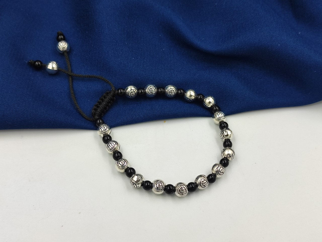 Oxidised Silver Lightweight Adjustable Charms Bracelet for Women