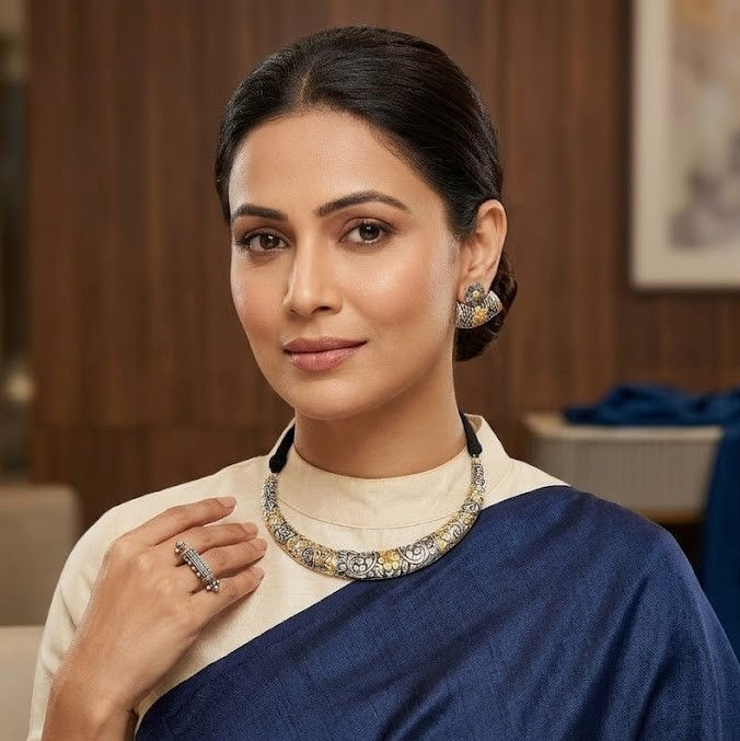 Traditional Oxidised Silver Two Tone Jewellery Combo Set for Women