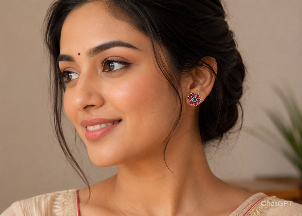 DVASU Traditional Oxidised Silver Stud Earrings – Lightweight Design