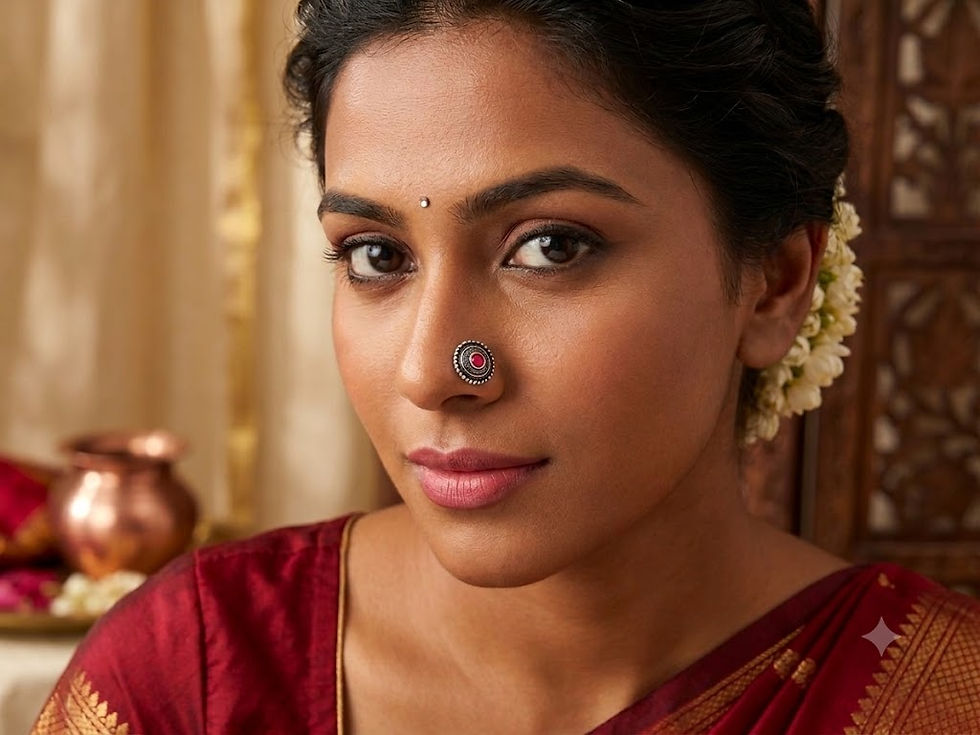 DVASU Stylish Oxidised Silver Stone Round Piercing Nosepin