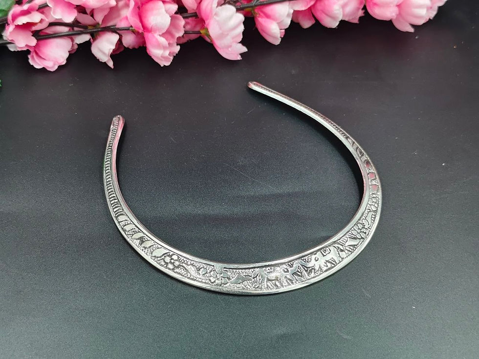 DVASU Oxidised Silver Tribal Texture Hasli Necklace