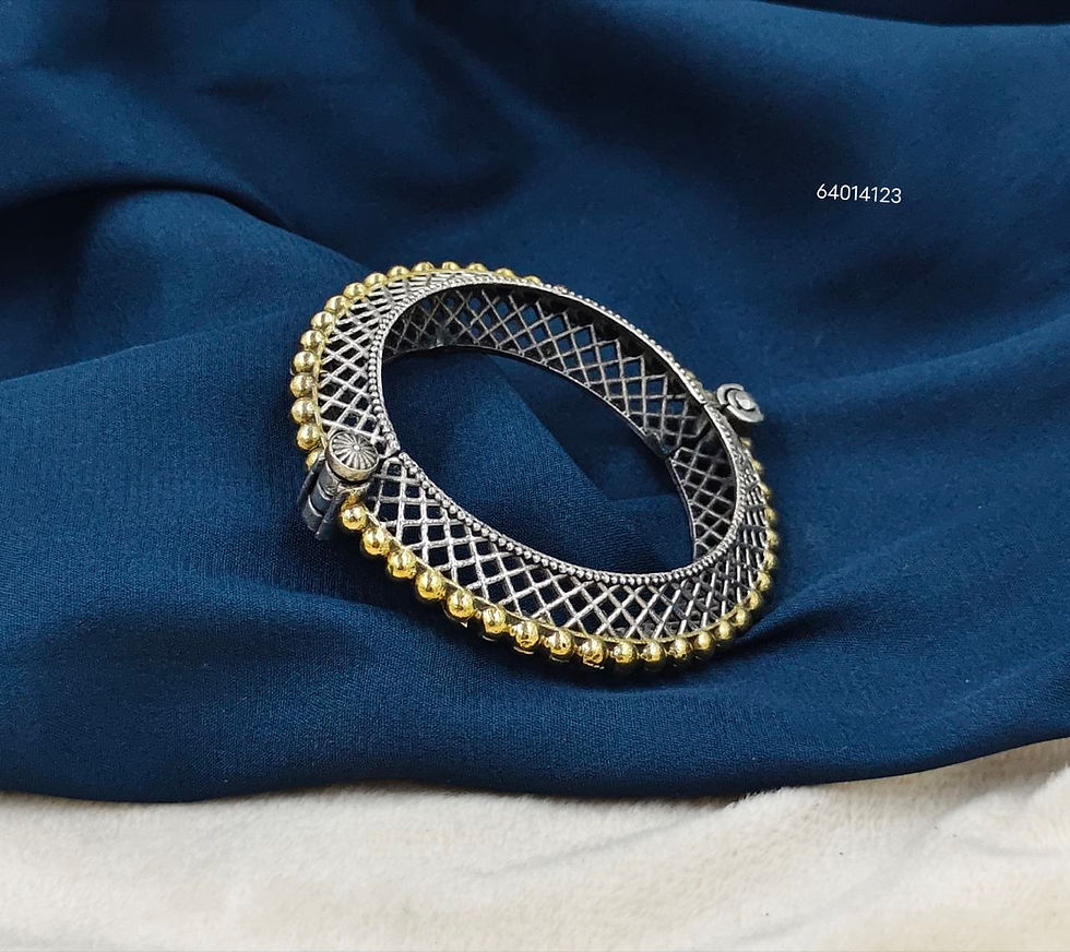 Oxidised Silver Look Like Replica Dual Tone Peacock Bangle for Women