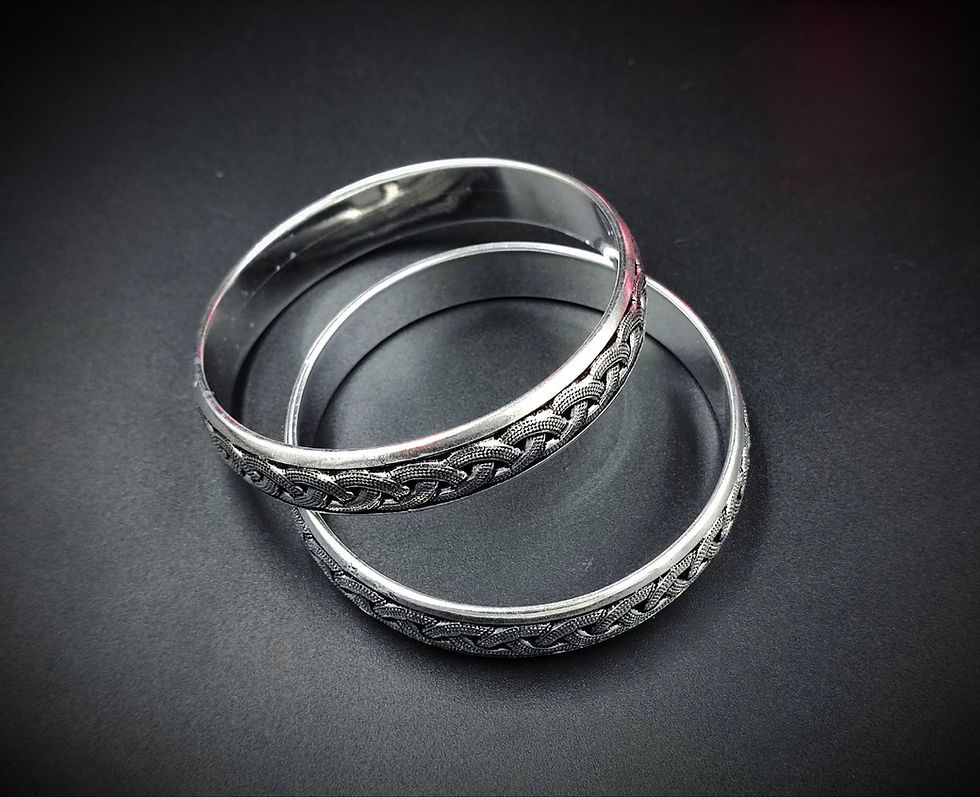 Traditional Oxidised Silver Textured Bangle 2.6