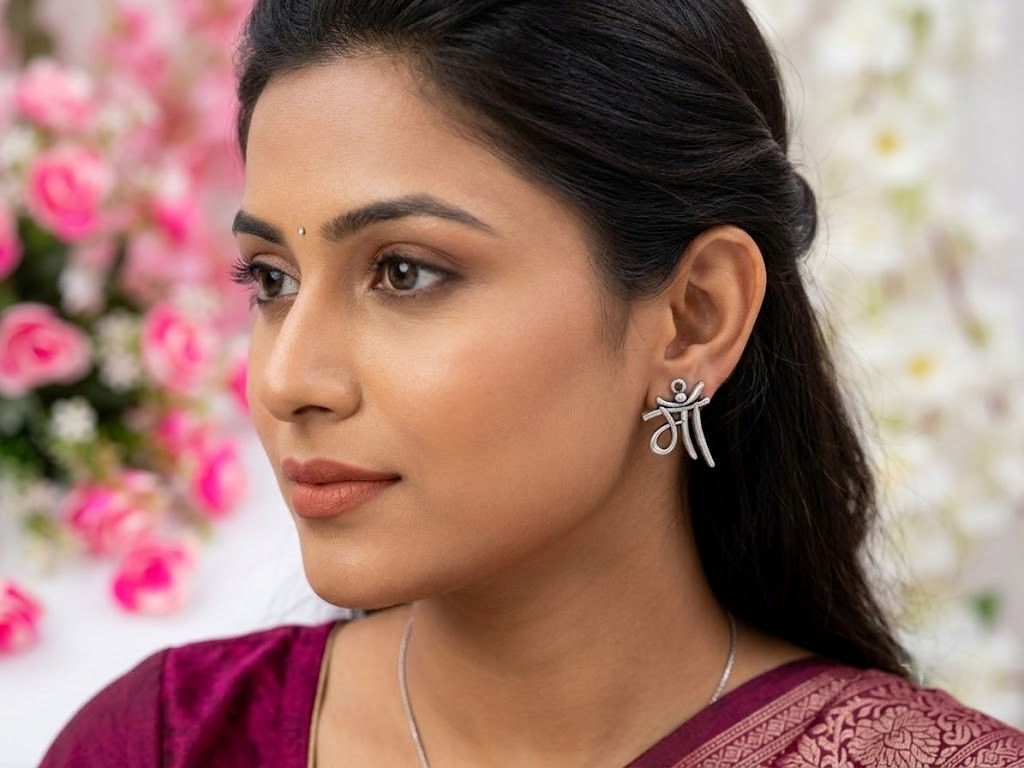 DVASU Oxidised Silver MAA Stud Earrings | Lightweight Ethnic Jewellery