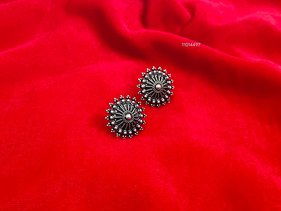 Oxidised Silver Stud Earrings – Lightweight Ethnic Jewelry for Women