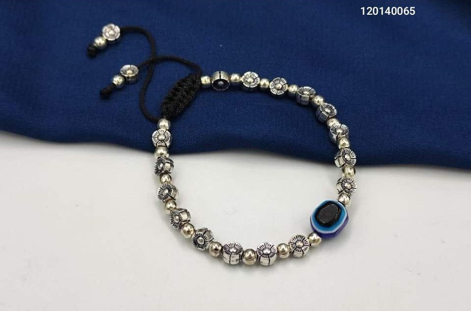 Oxidised Silver Lightweight Adjustable Charms Bracelet for Women
