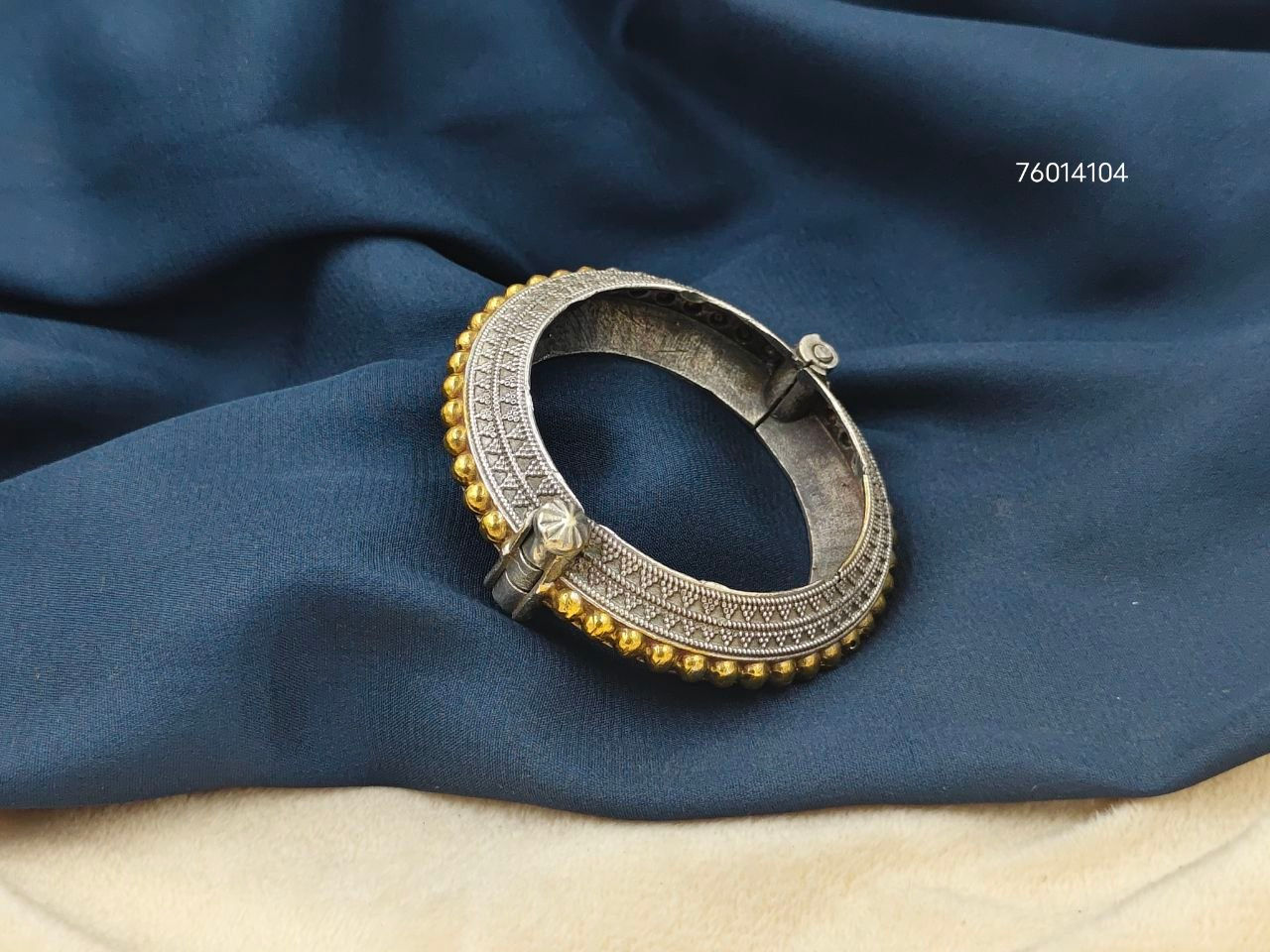 Oxidised Silver Replica Two Tone Bangle Screw Type for Women