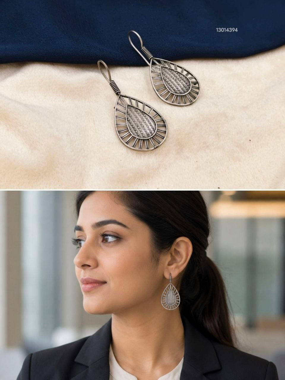 Oxidised Silver Replica Light Weight Earrings for Women