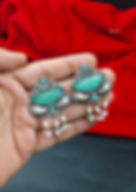 Oxidised Silver Look Black Polish Replica Stone Earrings for Women
