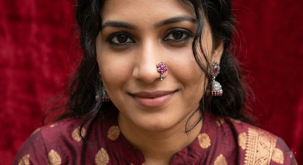 Antique Oxidised Silver Stone Clip Nose Pin – No Piercing Required