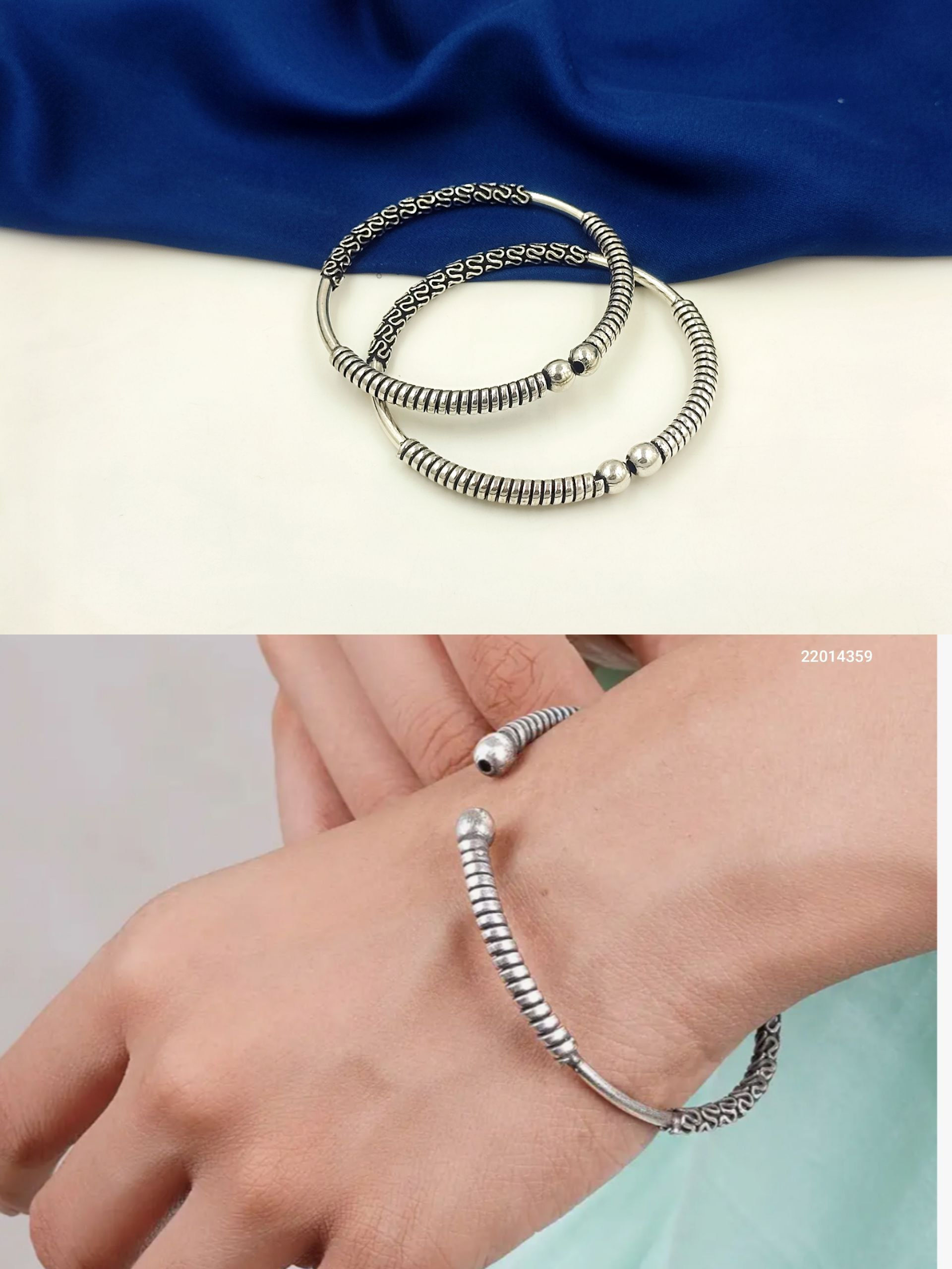 Oxidised Silver Lightweight Flexible Bracelet for Women