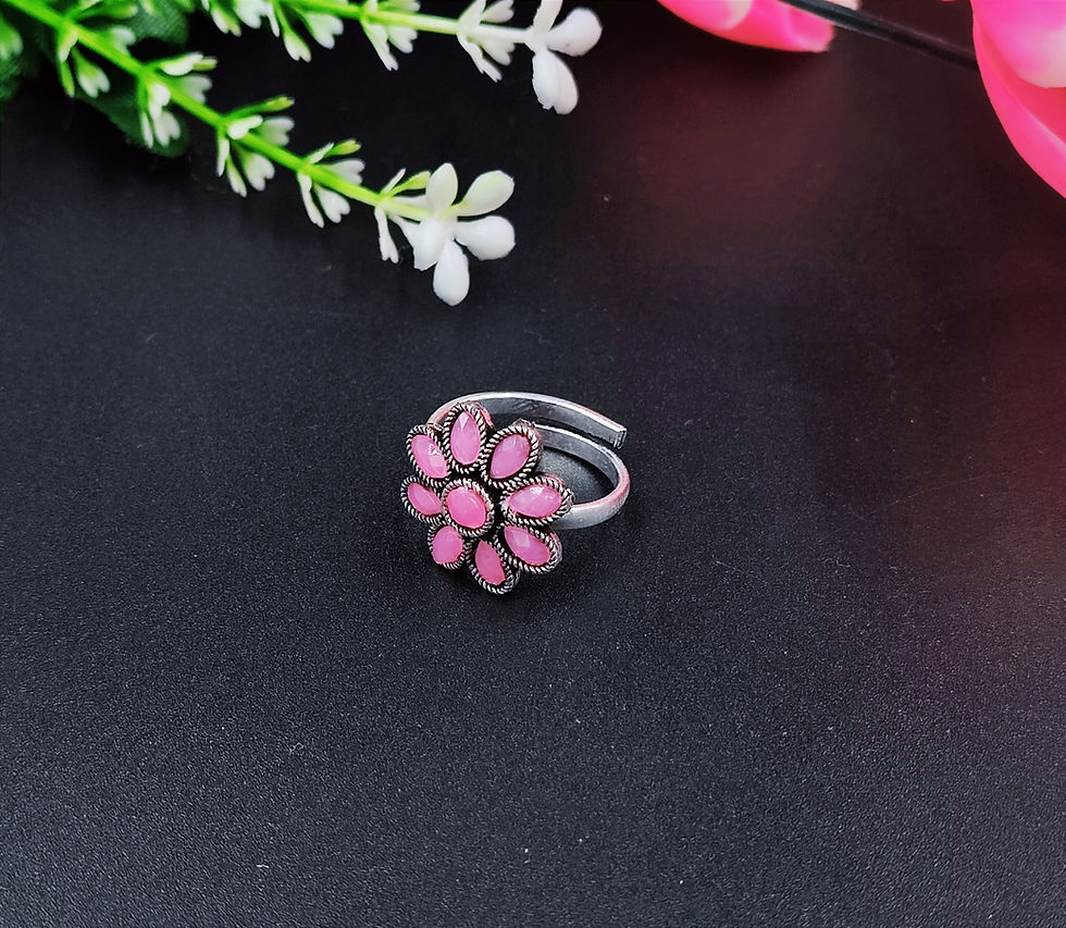 DVASU Oxidized Adjustable Stone Rings