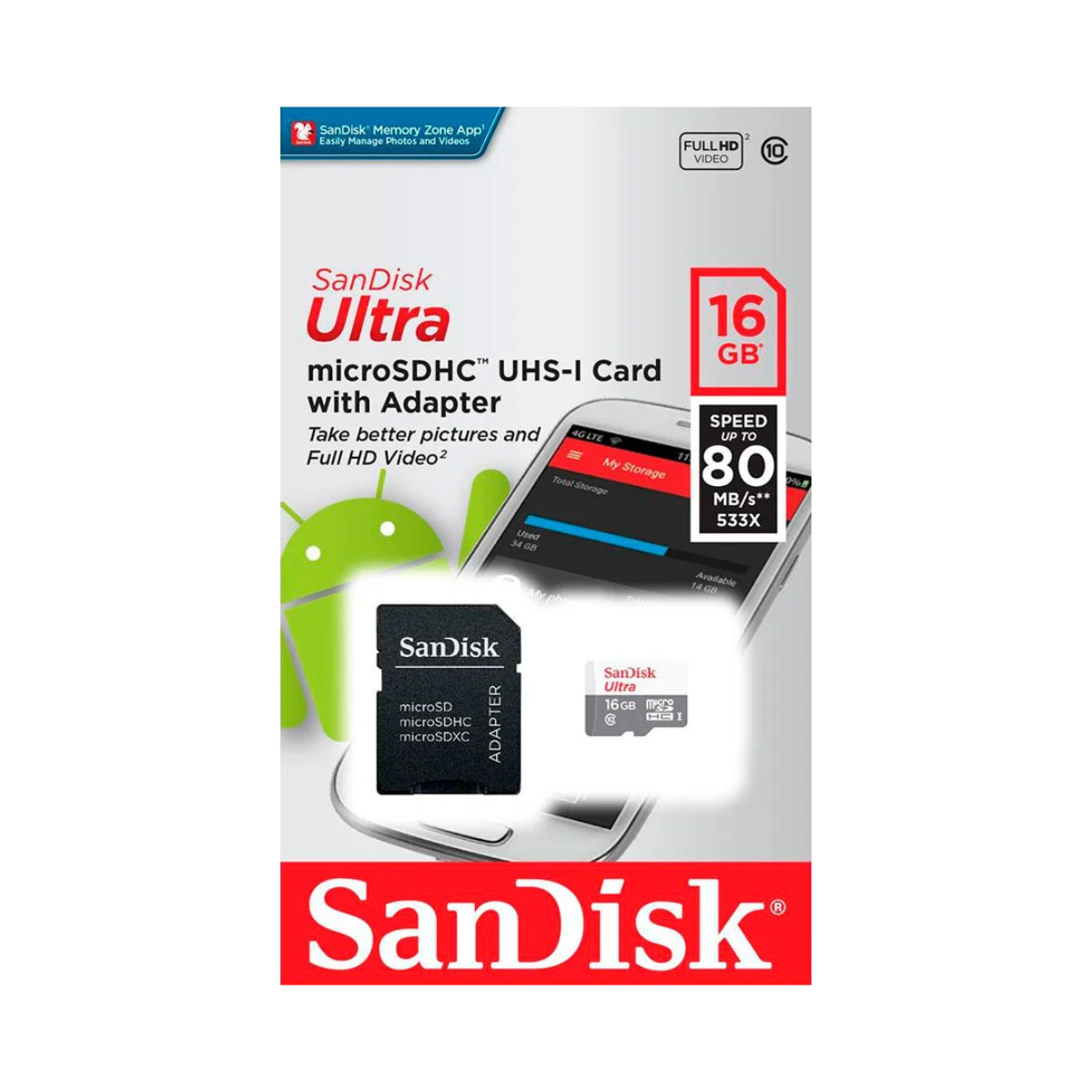 Cartão de Memória 16GB Micro Sandisk Ultra – Classe 10