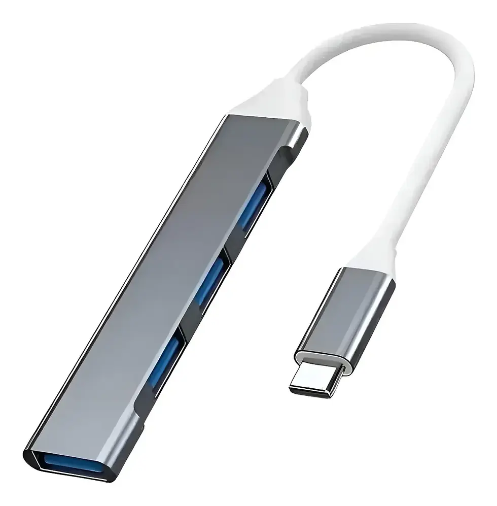 Hub USB 2.0 4 Portas KP-HB503 Knup preto compacto conectado ao computador