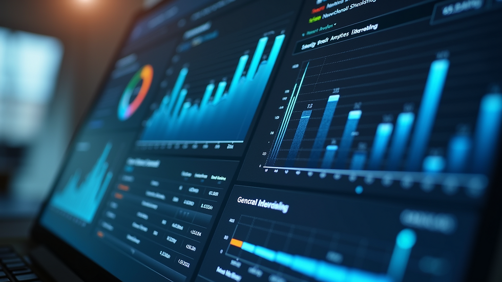High angle view of a digital dashboard displaying CRM analytics