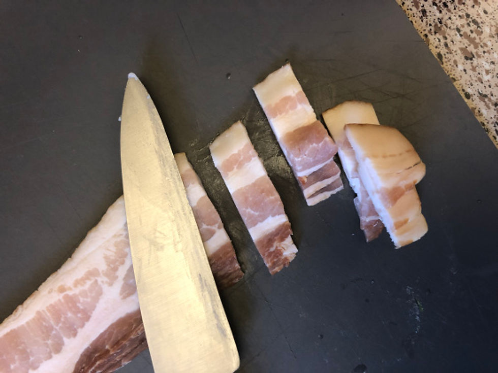 chopped raw bacon