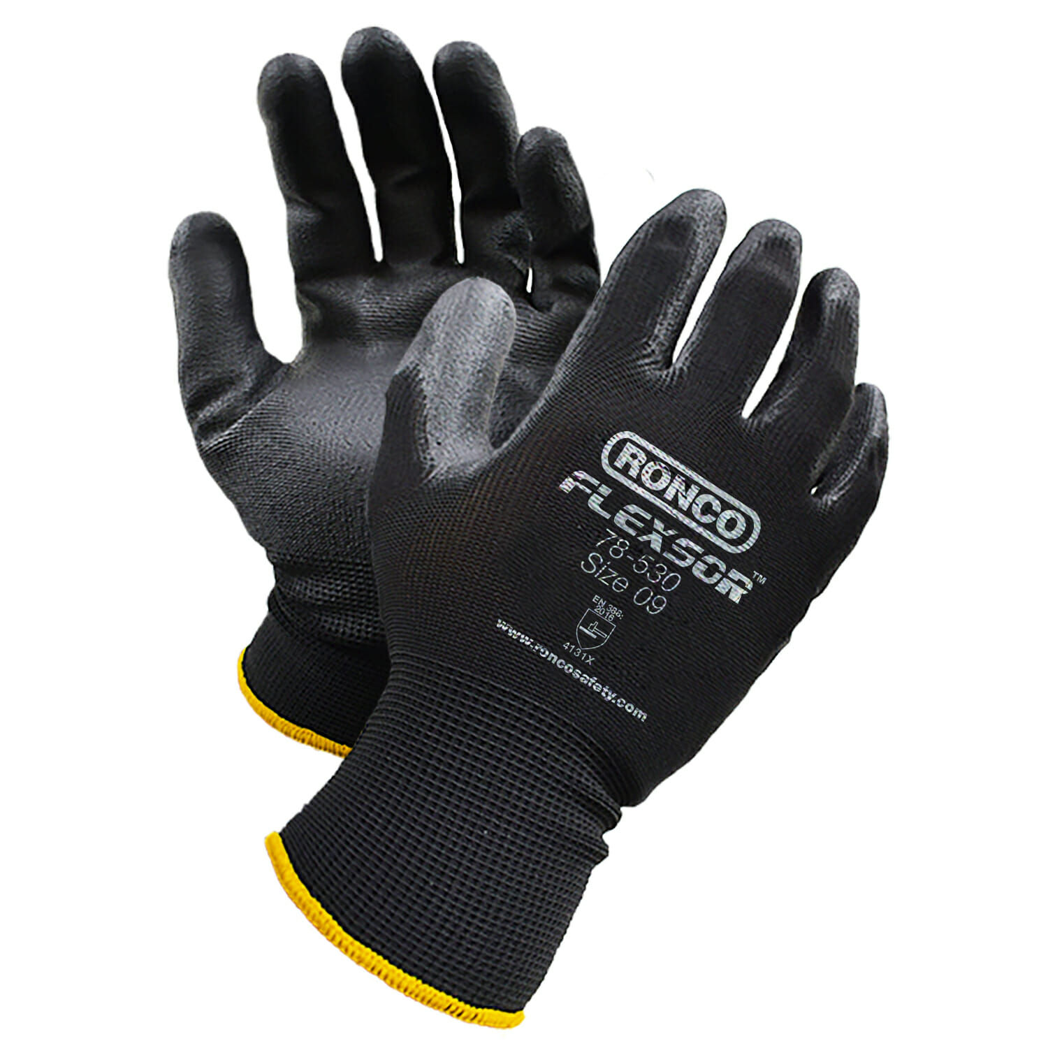 FLEXSOR PU COATED POLYESTER BLACK XL