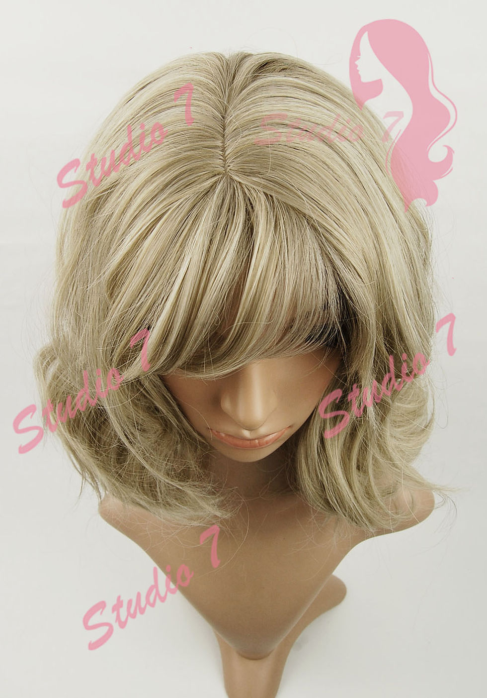 Thumbnail: W253 Ash Blonde Shoulder Length Wavy Ladies Wig