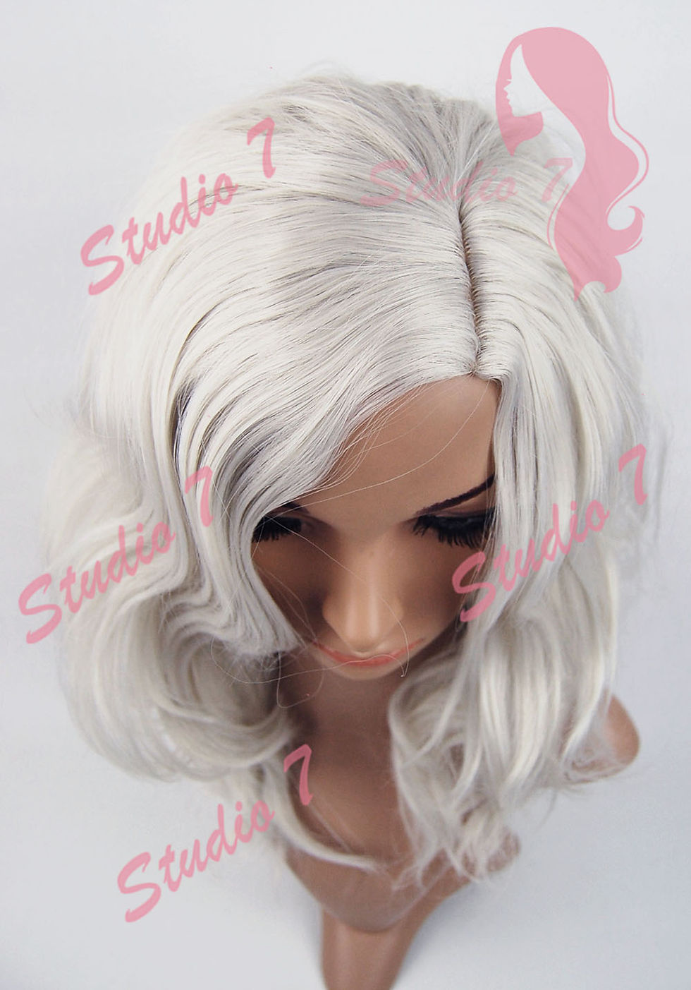 Thumbnail: W223 Silver Beach Waves Ladies Full Wig