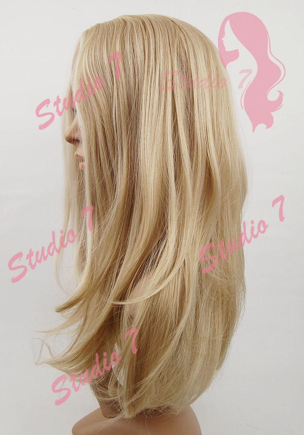 Thumbnail: W68 Honey Blonde Mix Highlight Straight Long Wig