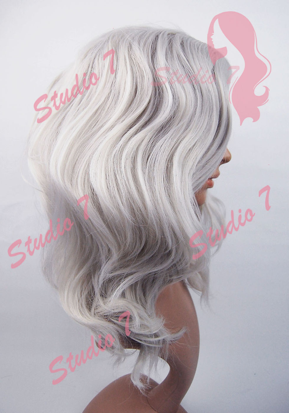 Thumbnail: W223 Silver Beach Waves Ladies Full Wig