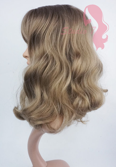W153 Dark Blonde Mid Length Wavy Straight Fringe Studio7uk